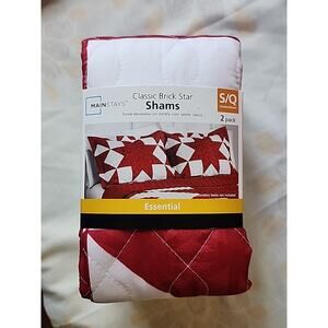 Mainstays Classic Brick Star Shams 2 pc Standard Queen Quilted Geometric